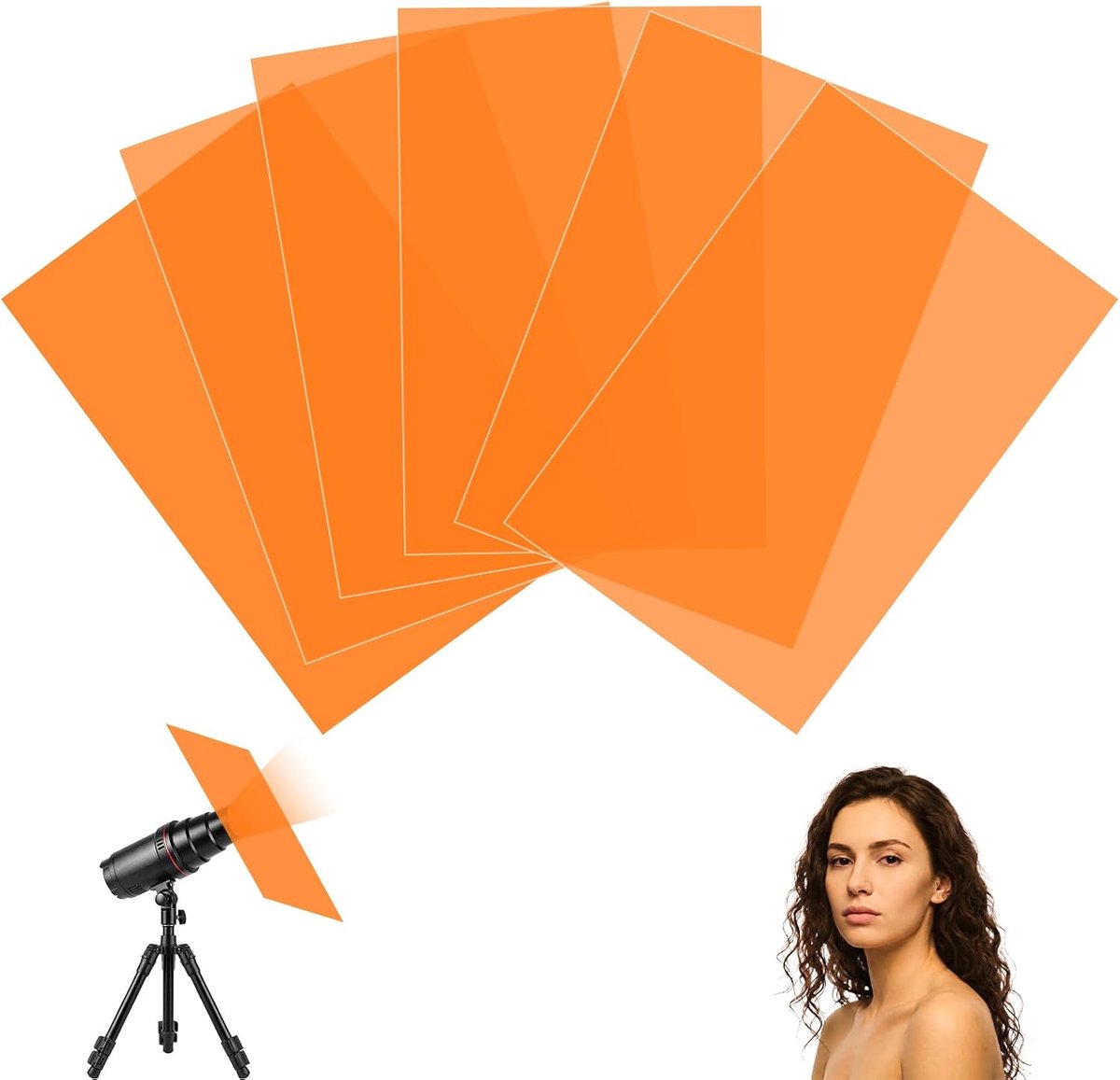 6 stuks getinte folie folie hittebestendig voor lampen lampfolie (oranje)