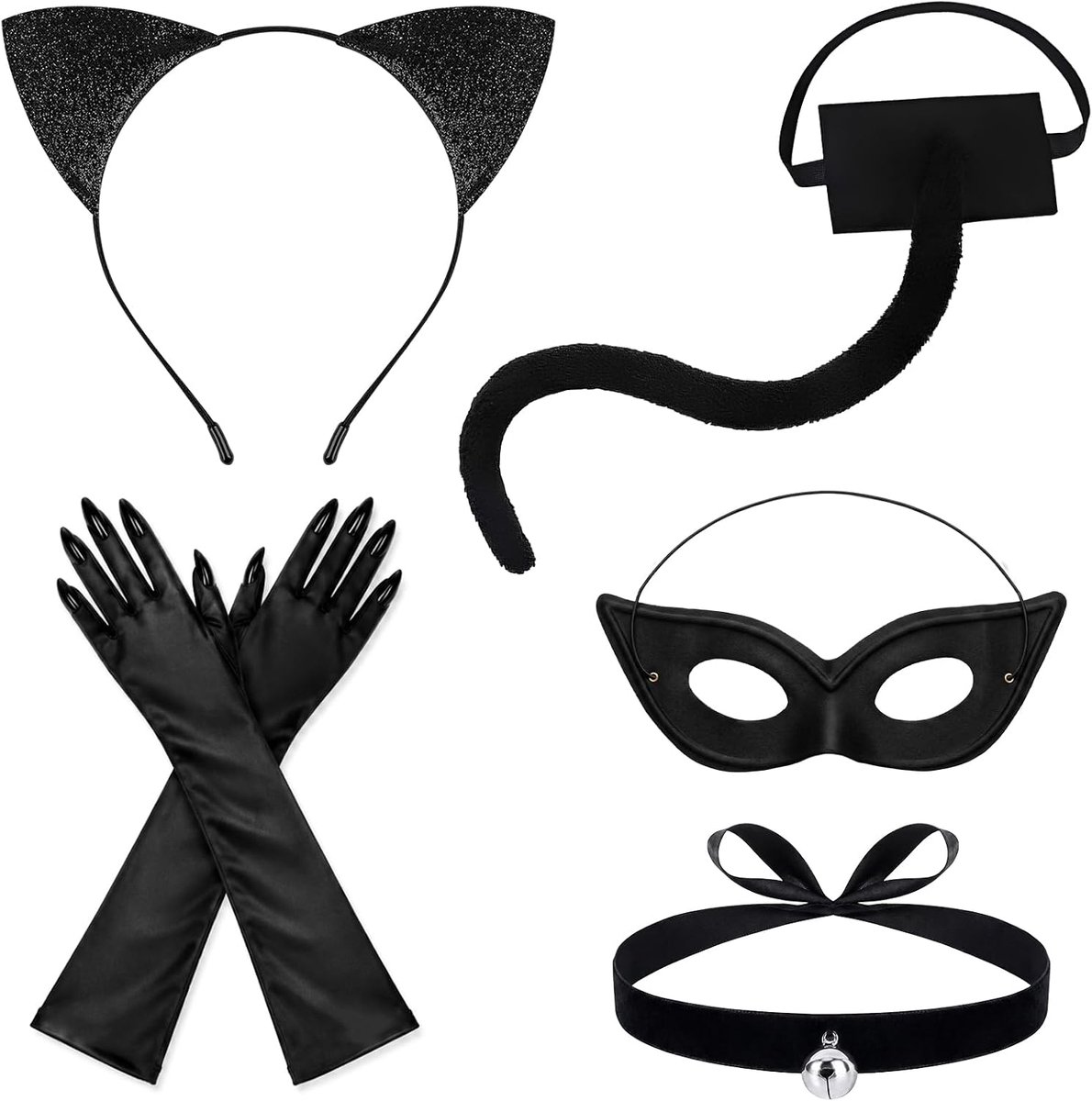 8 stuks kattenkostuum dames, kattenaccessoires dames, Catwoman kostuum