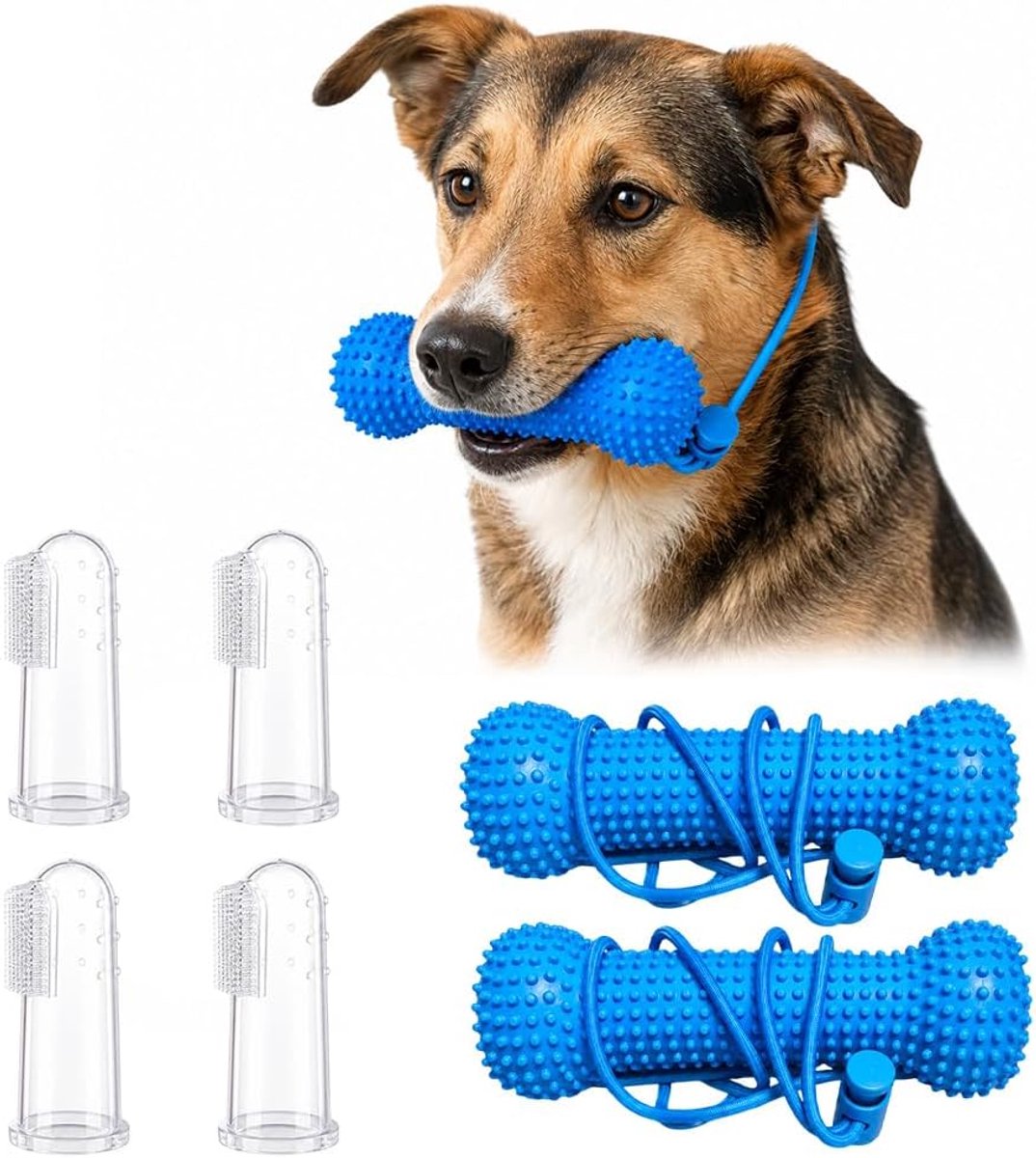 Tandsteun voor honden met dubbele werking, verstelbaar, tandspeelgoed