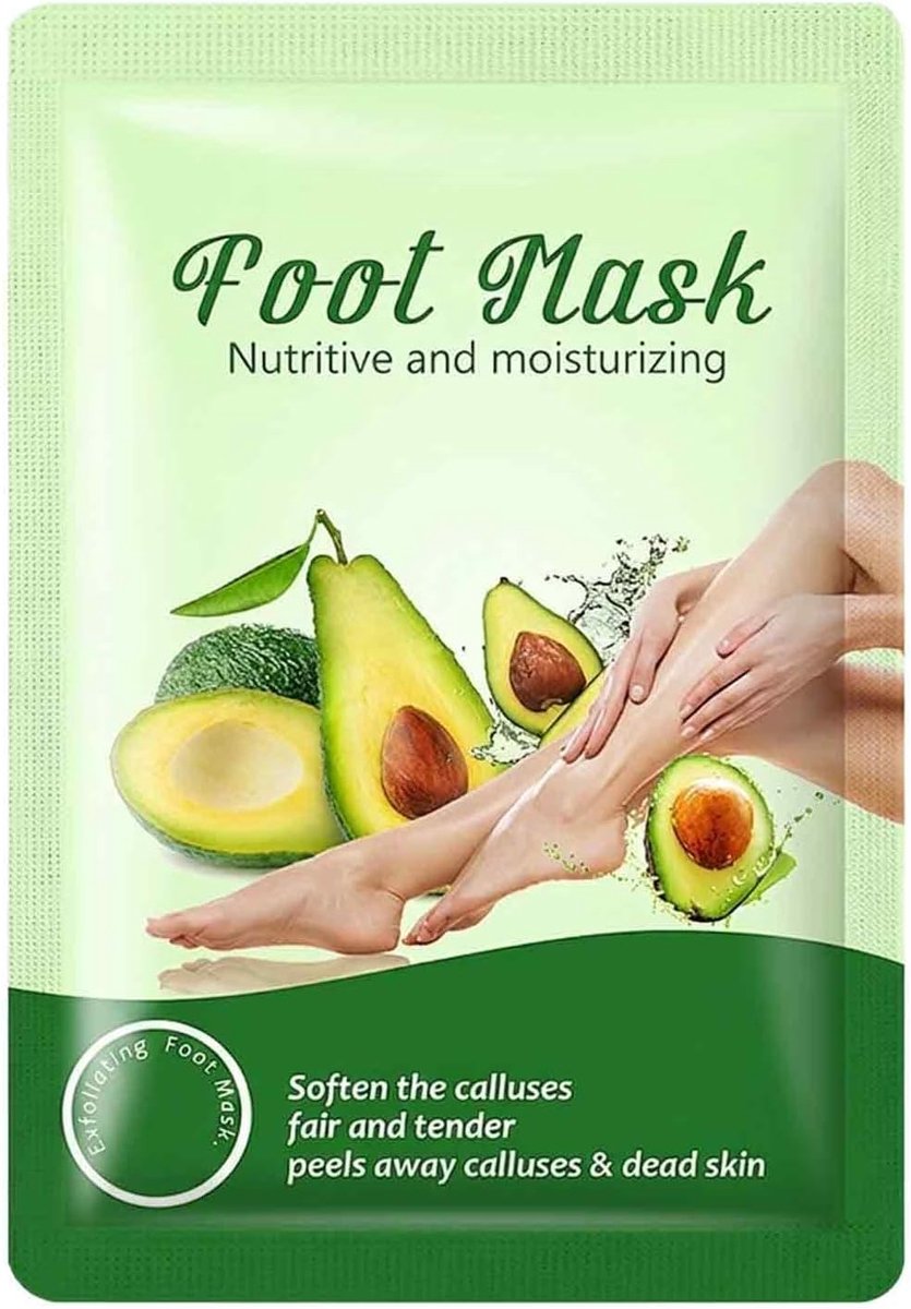 2 paar voetmasker tegen eelt met avocado, voetpeelingmasker voor het verwijderen van eelt en eeltsokken voor zachte voeten, hydraterend voetpeelmasker voor droge gebarsten voeten, wit
