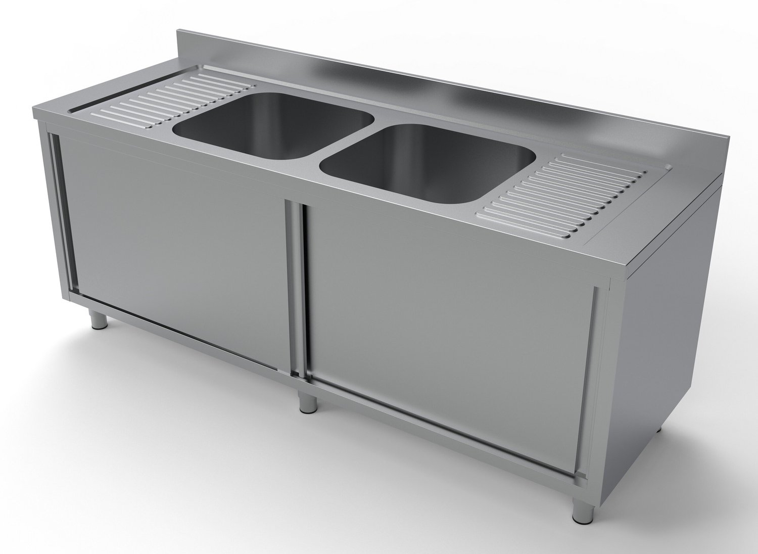 700 Spoeltafel Schuifdeuren 2 Midden 2000, combisteel 7333.0920 - Horeca & Professioneel - Horeca & Professioneel