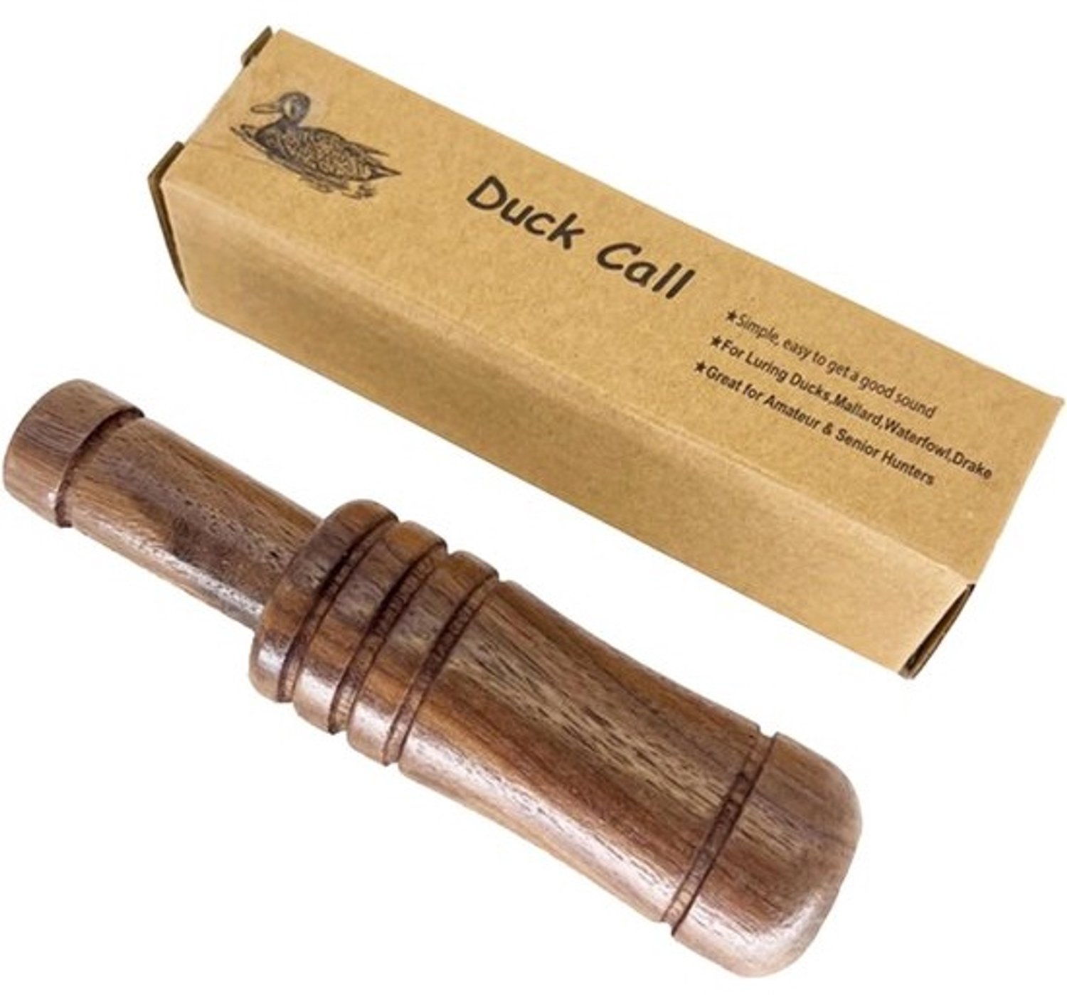 Houten eendenfluit - Dierenlokfluit - Natuurgeluiden - Realistische eendenroep - 13 cm lengte - Houtkleur