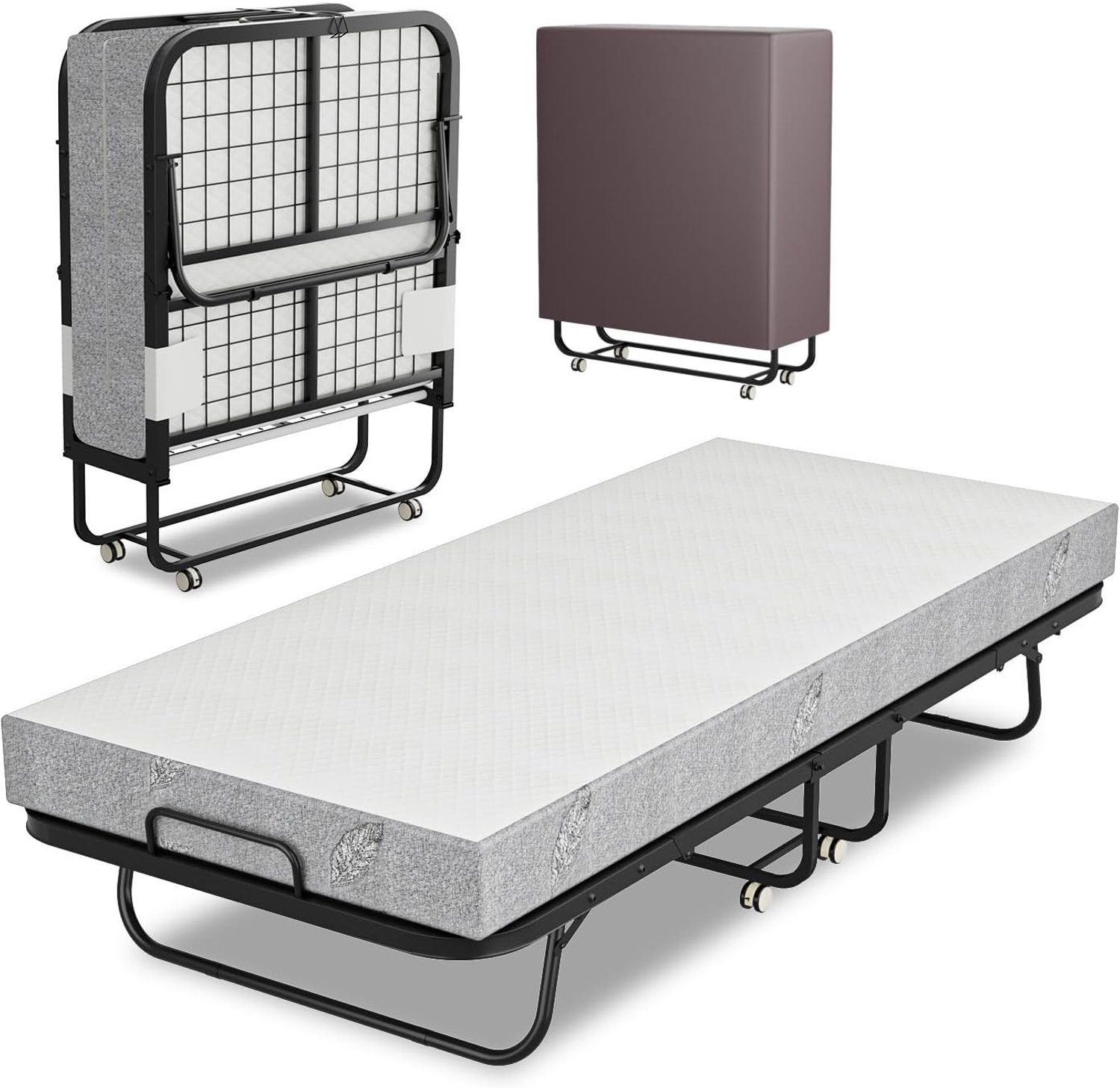 Zivano Vouwbed - Vouwbed met Matras - Plooibed - Zwart - 200cm x 90cm x 45cm