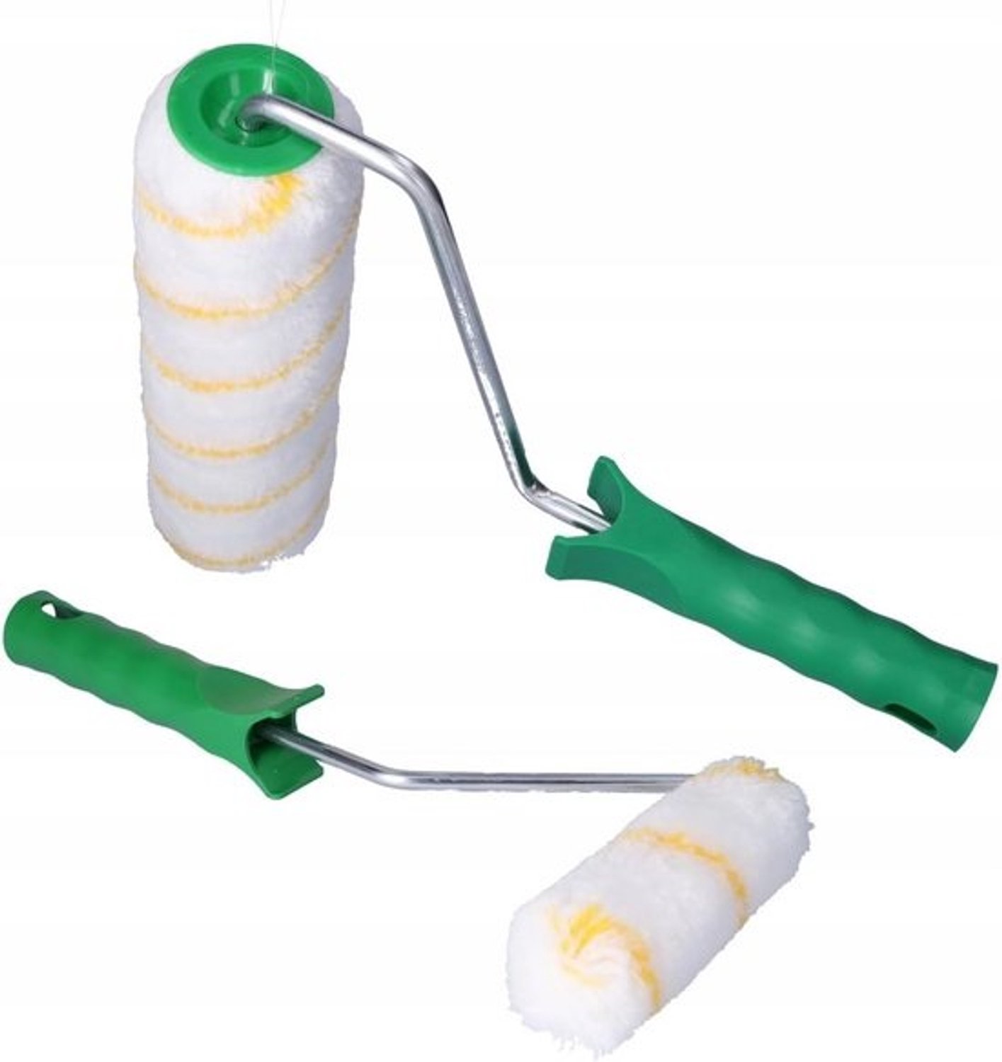Verfrollerset - Muurrollers met handvatten - Voor muren en plafonds - Absorberende polyacrylvezels - 25 cm 11 cm - Wit