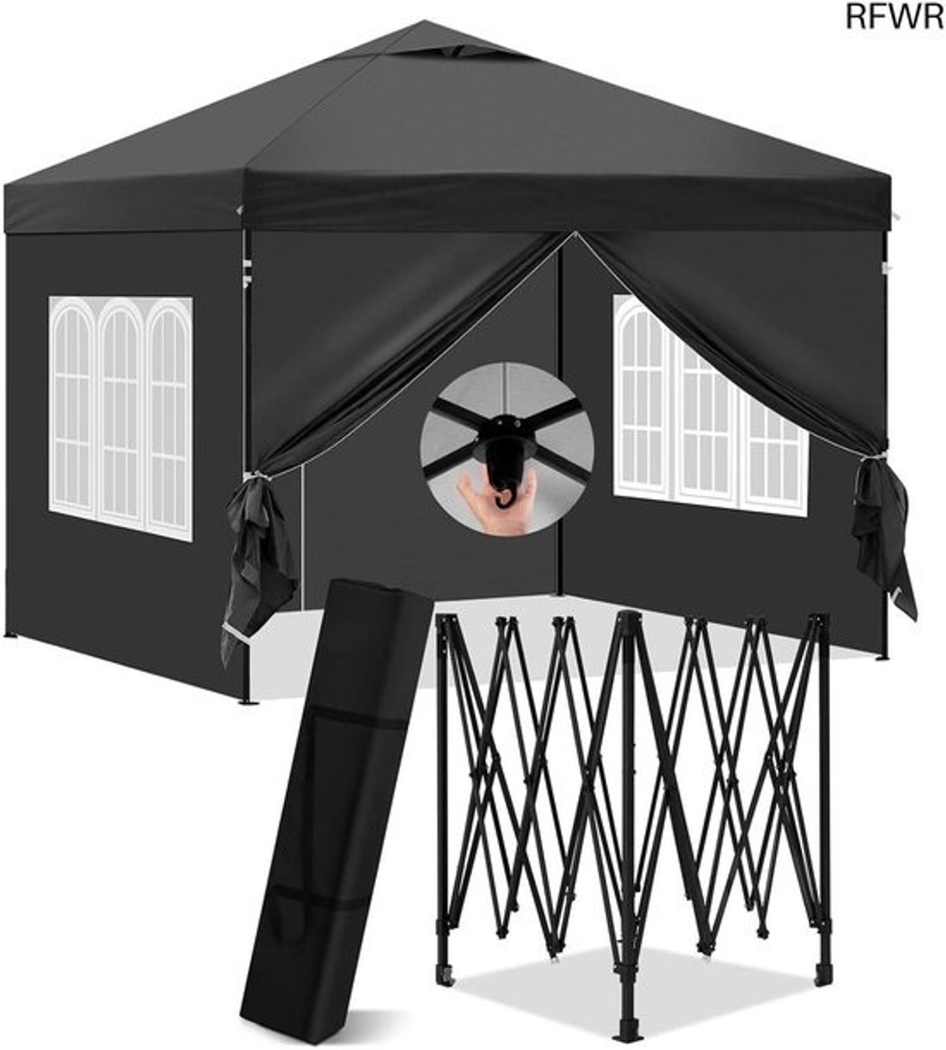 Partytent met Zijwanden - Pop-up Tent - Voor Feesten en Bijeenkomsten - Waterdicht UV-beschermend - 3 x 3 Meter - Antraciet