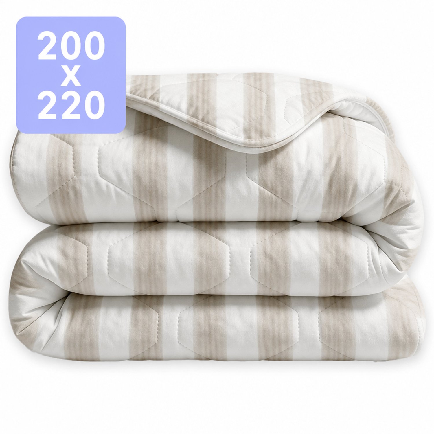 HappyBed Dekbed zonder overtrek 200x220 - 100% Katoen - Wasbaar Dekbed - Bedrukt dekbed zonder hoes - Hoesloos Dekbed - Tweepersoonsdekbed - Stripes Melange