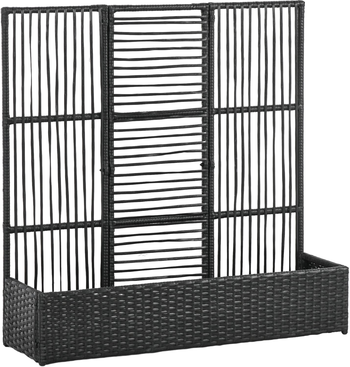 Sunona Plantenbak met plantenrek - Van PE-rotan - 103 x 29 x 103 cm - Zwart