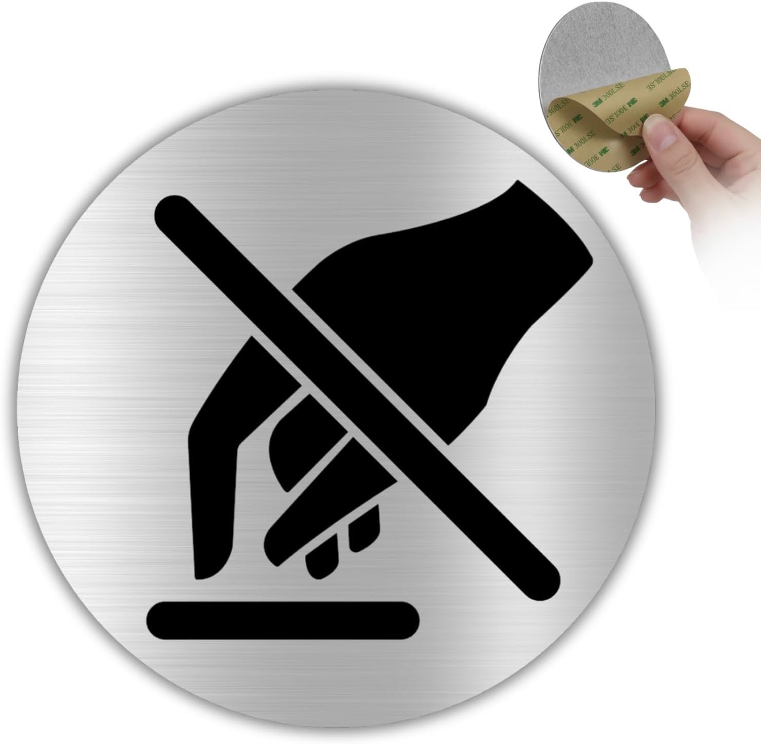 Niet Aanraken Bord Ø 100 mm - Aluminium - Aanraakverbod Handen - Voor hygiëne - ServiceTopper