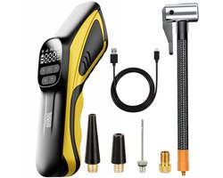 AdroitGoods Elektrische Bandenpomp - Draadloze Luchtcompressor - 150 PSI - 120W - Auto, Fiets, Motor en Bal - Oplaadbaar - Digitale Drukmeter - LED - Geel