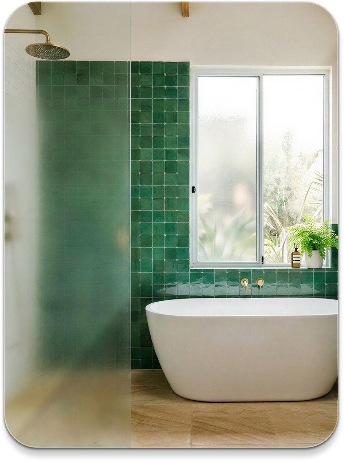 TULUP Rechthoekige Wandspiegel – Elegante Afgeronde Randen – 60x80 cm