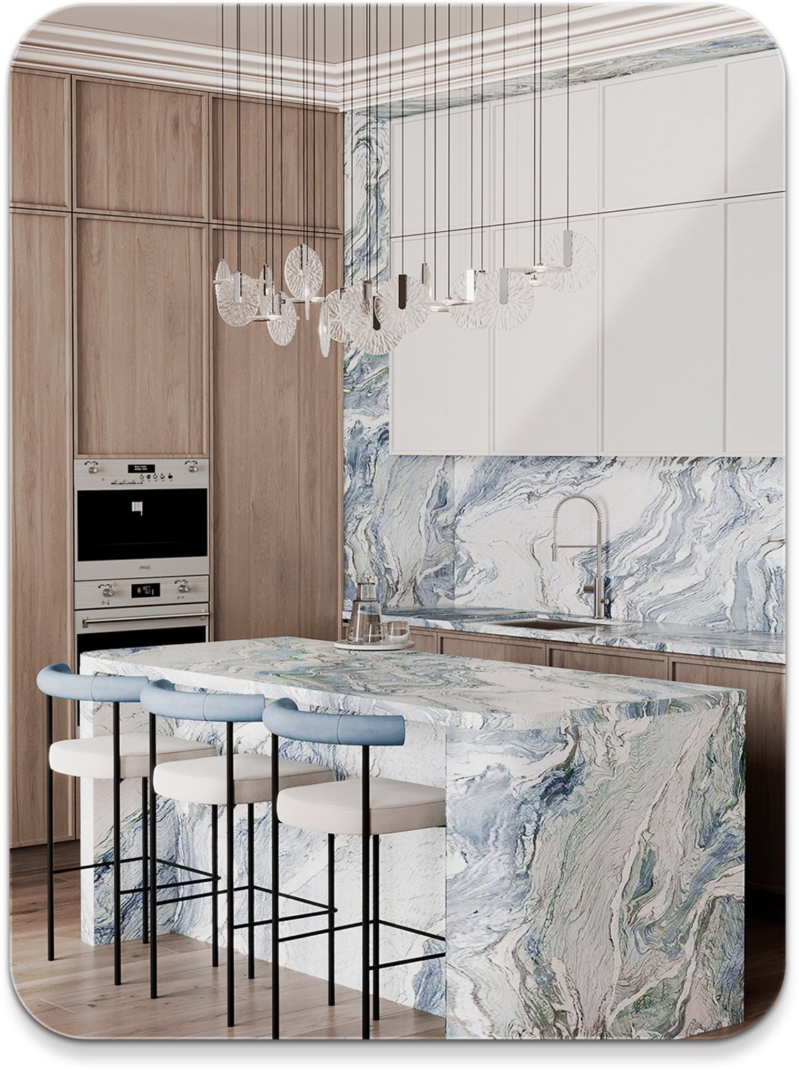 Coloray Elegante Rechthoekige Wandspiegel – Afgeronde Hoeken – Moderne Decoratieve Spiegel – Spiegel voor aan de Muur – Voor Woonkamer, Slaapkamer, Badkamer, Hal en Entree – Stijlvolle Interieurdecoratie – 60x80 cm