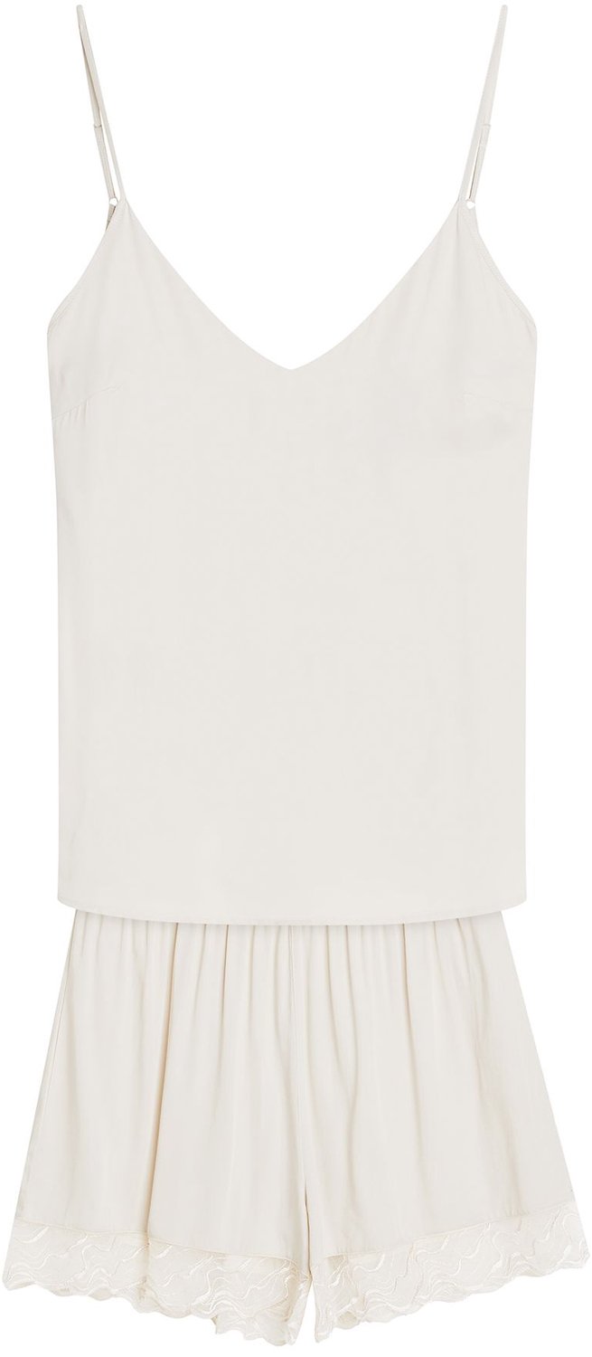 ESOTIQ Cappucino - Damespyjama - Beige - Viscose - Kanten details
