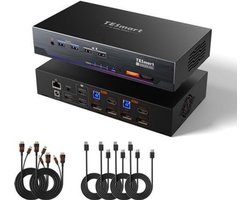 KVM Switch 2 Computers 3 Monitoren - 8K@60Hz 4K@144Hz - HDMI 2.1 DP 1.4 - USB 3.0 - Voor Gaming En Video Editing