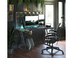 Gamingbureau Z-vormig - 140x60 cm Werkblad - 150 kg Draagvermogen - Koolstofvezel - Zwart - Computerbureau