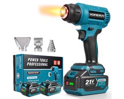 Yofidra Accu Heteluchtpistool - 60°C – 540°C Heteluchtblazer - Draadloos Verfafbrander - met 2x Accu's - Voor DIY, Auto & Hobby