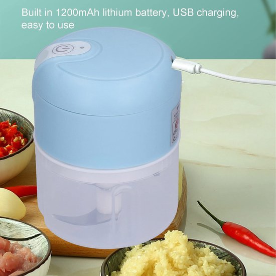 Compact 250 Ml Elektrische Knoflook Chopper Oplaadbare Keukenmachine voor Groenten Noten Vleesvruchten — afbeelding 5
