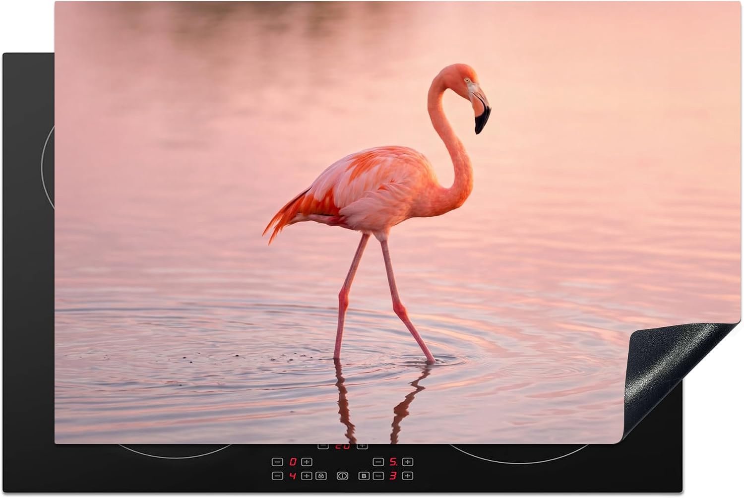 Inductie beschermer 80x52 cm - flamingo - water - beschermt kookplaat tegen morsen - Vemera