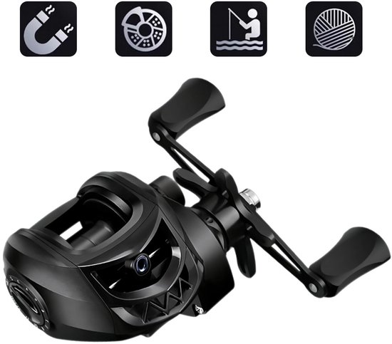 Vismolens - Low-profile Baitcasting-reel AK200 - 8 KG Enorme Slipkracht - Stevig en Duurzaam - Zwart — afbeelding 4