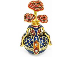 Long Life Vase with Lingzhi Mushroom Design, Chinese Sky Fungus Symbol of Health and Vitality, Zen Decor for Home and Office