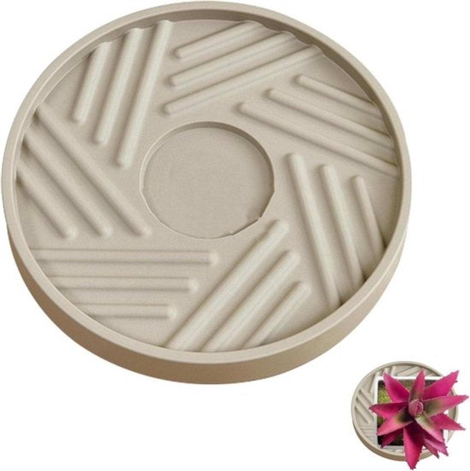Plantenbak met wielen - Bloempotroller - Planten verplaatsen - Vloerbeschermend ontwerp - 40 x 36 cm - Beige