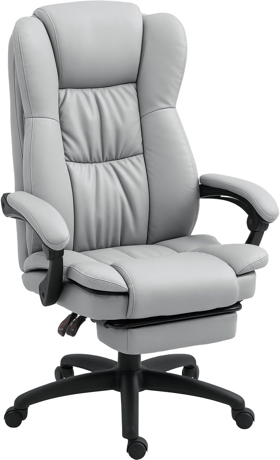 Clruro Bureaustoel - 68,5x68,5x113-121 cm - Massage - Voetensteun - Kunstleer - Lichtgrijs Clruro