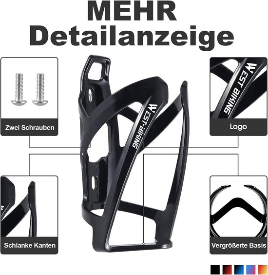 Fiets bidonhouder 13,2 x 7 x 7 cm - lichtgewicht PC - zwart — afbeelding 3