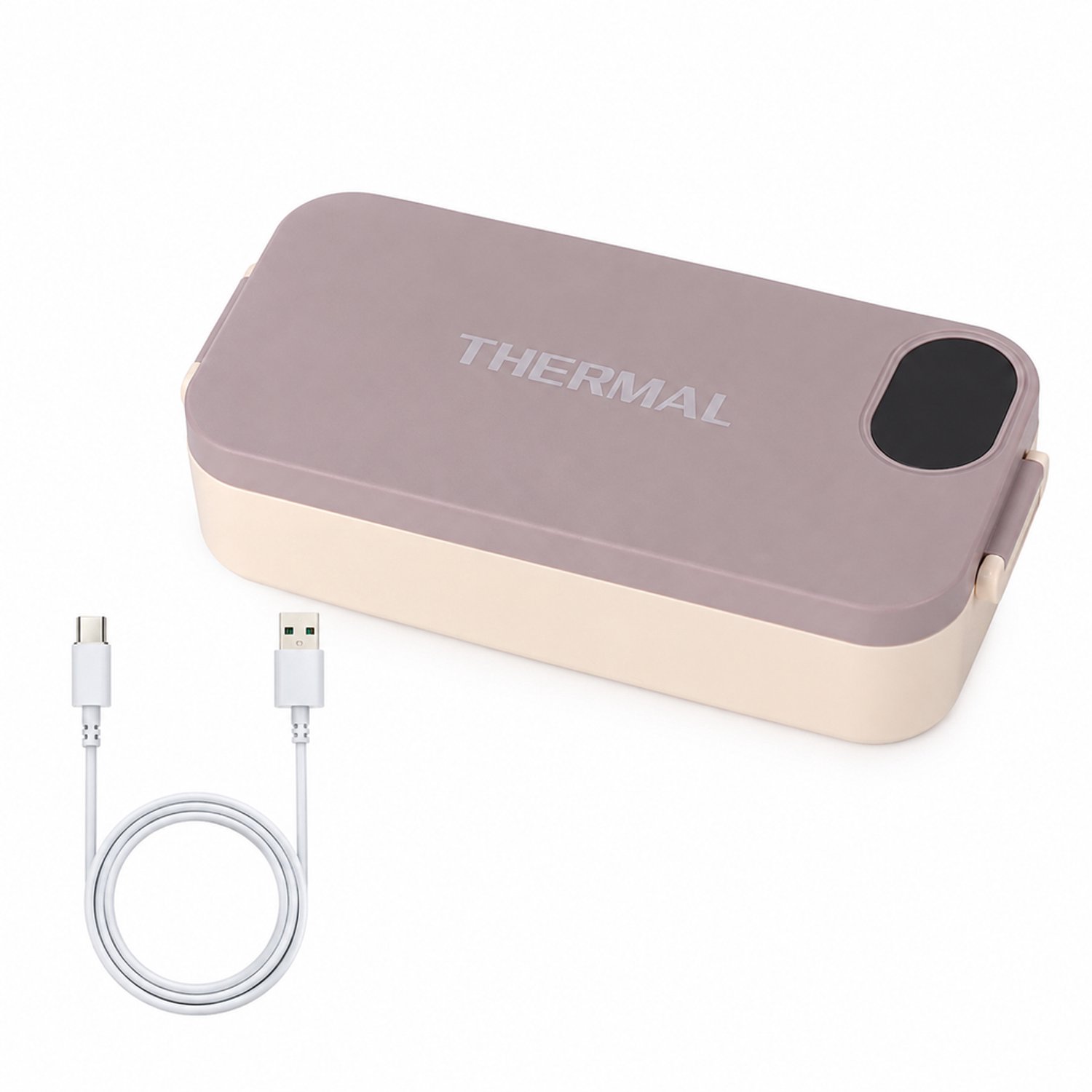 Elektrische broodtrommel met verwarmingsfunctie, 15 W, kaki, voor één persoon, 26 × 12 × 7 cm