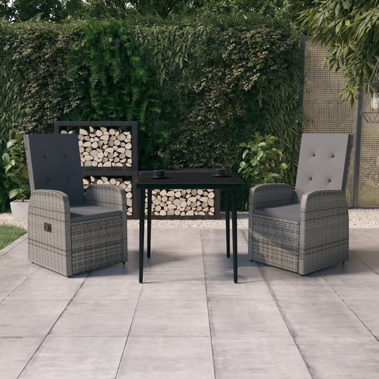vidaXL Ensemble de jardin 3 pièces avec coussins Gris