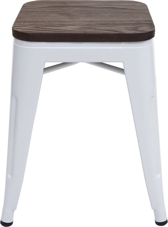 24Designs Halewood Verstelbare Barkruk - Ronde Houten Zitting Zwart Metaal