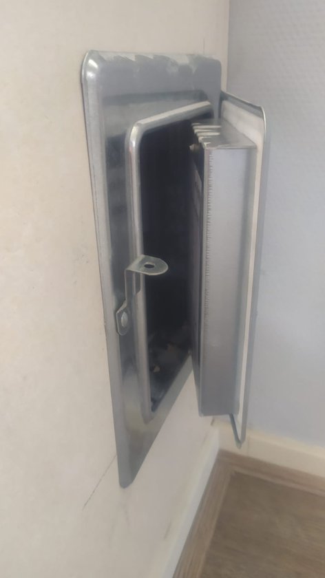 KOTARBAU® Schoorsteendeur 140 x 140 mm van antiek koper met warmteschild om te openen met schroeven of munt, bruin