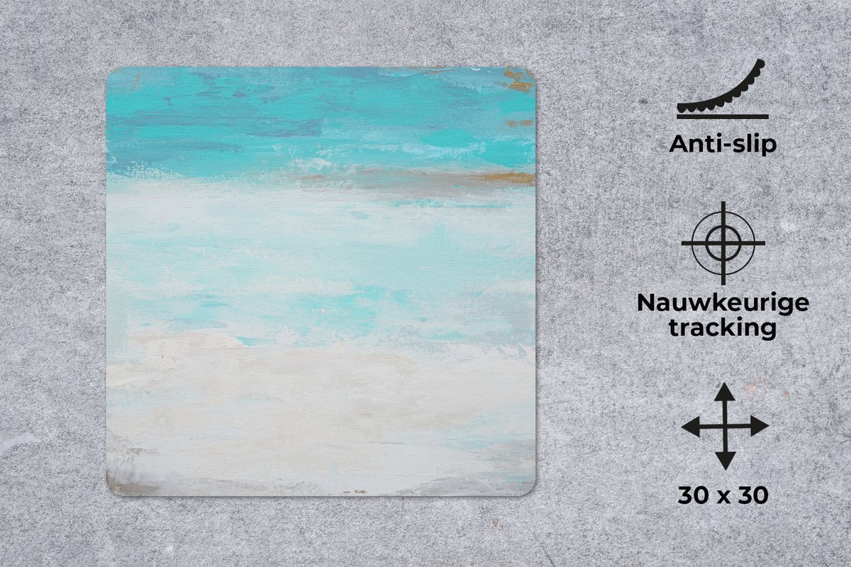 Muismat 30x30 cm - Mousepad Verf - Blauw - Wit - Kunst - Muismatten