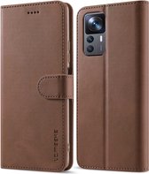 LC.IMEEKE Luxe Book Case - Geschikt voor Xiaomi 12T / 12T Pro Hoesje - Donkerbruin