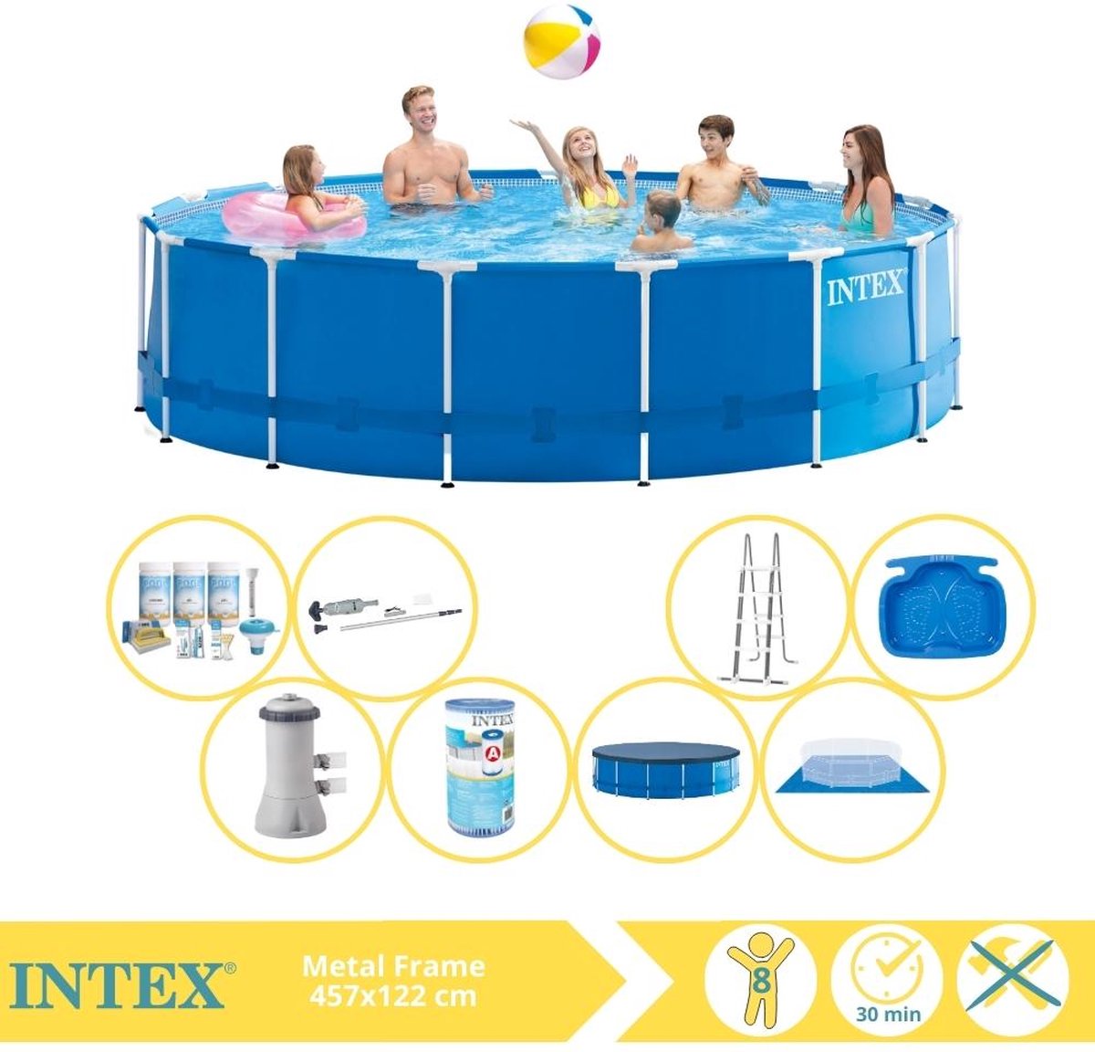 Intex Zwembad - Rechthoekig - 220 x 150 x 60 cm - Blauw - Inclusief filterpomp