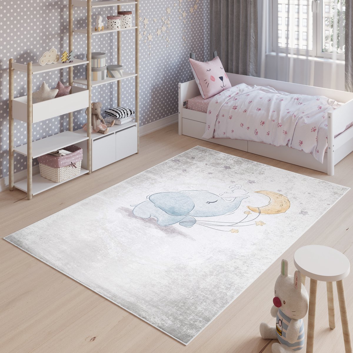 Tapiso Emma Vloerkleed Kinderkamer Olifant Babykamer Kinderen Speelmat- 160x230