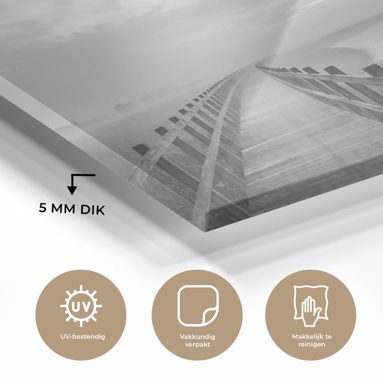 Peinture sur verre - Pont - Mer - Zwart - Wit - Nature - Peinture sur Verres - 160x80 cm - Photo sur verre - Décoration murale