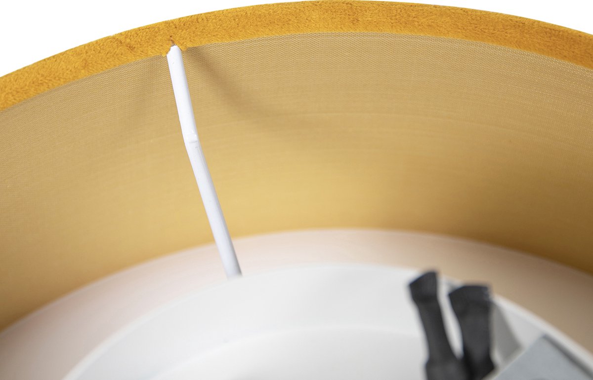 QAZQA Drum - Plafonnier - 2 Lumière - 40 Cm - Jaune