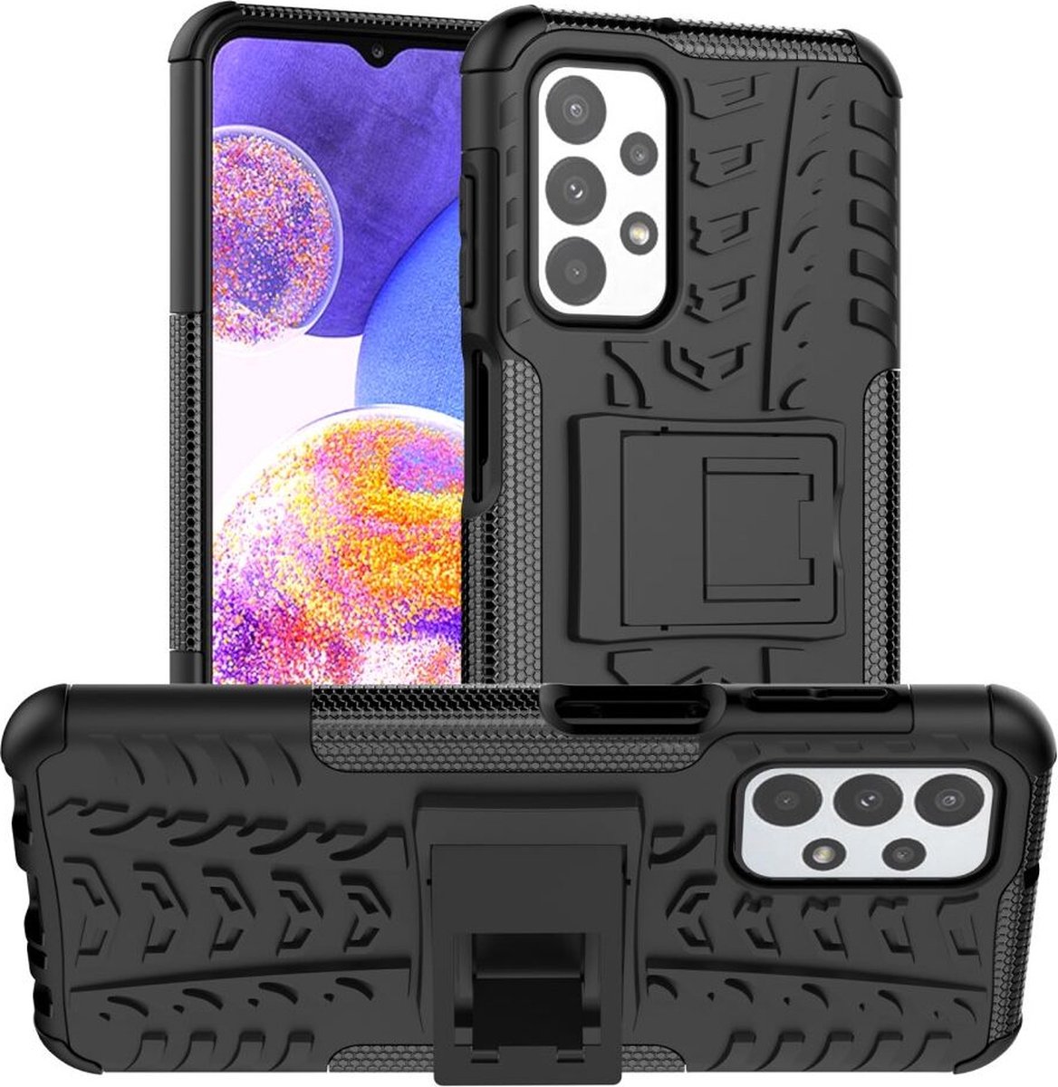 Hoes Robuust Hybride Back Cover Zwart Geschikt voor Samsung Galaxy A23