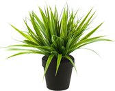 Gras struik kunstplant in kunststof pot 33 cm - Woondecoratie/accessoires - Kunstplanten - Nepplanten - Gras planten in pot