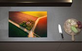 Inductieplaat Beschermer - Bovenaanzicht van Boederij op Open Vlakte in Nederland - 70x52 cm - 2 mm Dik - Inductie Beschermer van Vinyl