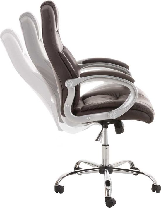 Bureaustoel Deluxe Nita - Bruin - Op wielen - Kunstleer - Ergonomische bureaustoel - Voor volwassenen - In hoogte verstelbaar 47-56cm