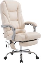 Bol.com Bureaustoel Otta - Massagefunctie - Creme - Kunstleer - Ergonomische bureaustoel - Op wieltjes - Voor volwassenen - In h... aanbieding