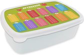 Broodtrommel Wit - Lunchbox - Brooddoos - Kinderkamer - Aftrekken - Educatief - Jongens - Meisjes - Kinderen - Kindje - 18x12x6 cm - Volwassenen