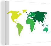 Canvas Wereldkaart - 120x90 - Wanddecoratie Wereldkaart - Simpel - Groen