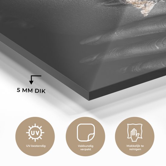 Tableau verre femme - Goud - Zwart - Portrait - Luxe - Peinture verre - Photo sur verre - 80x120 cm - Décoration murale verre - Salon - Décoration chambre - Décoration murale - Plaque de verre