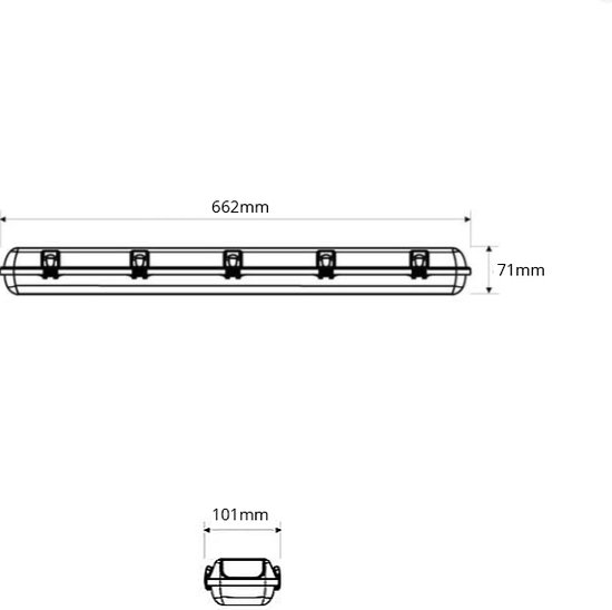 Eclairage LED TL 60 cm | Luminaire étanche IP65 | Raccordable | Excl. Source de lumière