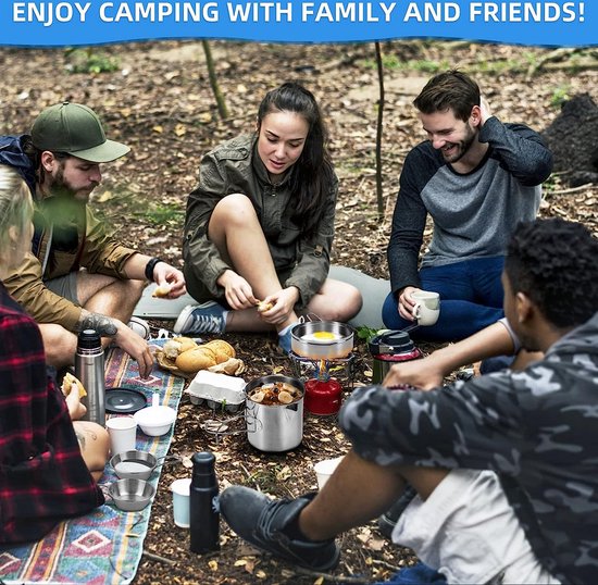 Camping kookgerei set roestvrij staal camping pan outdoor servies kookpan set opvouwbaar camping koken voor picknick camping kookset backpacking camping wandelen van Camp — afbeelding 2