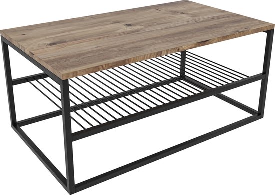 Table Basse Élégante - Design Zwart & Chêne - 95x43x55cm - Matériau Mélamine Durable