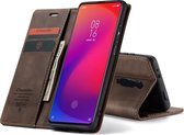 Xiaomi Mi 9T Pro Bookcase hoesje - CaseMe - Effen Donkerbruin - Kunstleer