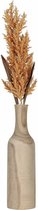 Decoratie pampasgras pluim in houten vaas - terra bruin - 88 cm - Tafel bloemstukken