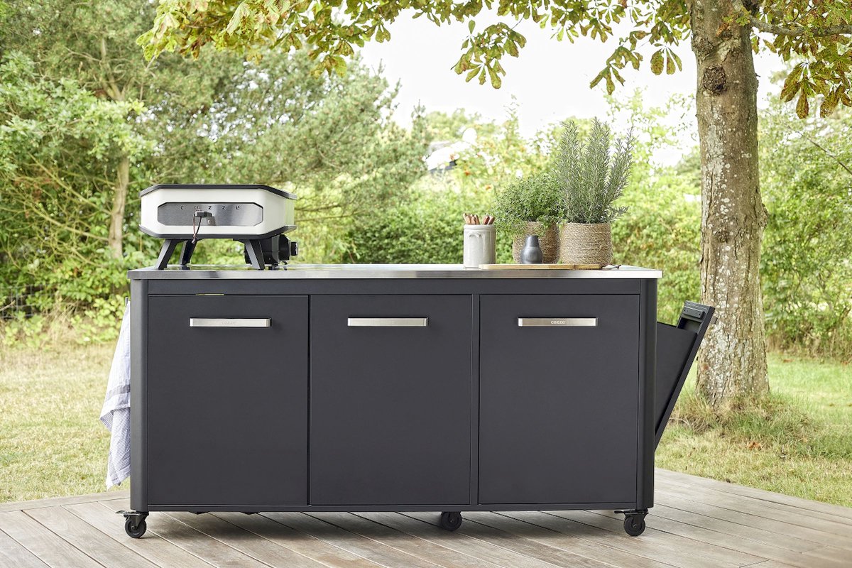 Cozze® Outdoor Kitchen - Buitenkeuken BBQ Station - Verrijdbaar - RVS Werkblad - Opklapbare Zijtafels - 180 cm – foto 6
